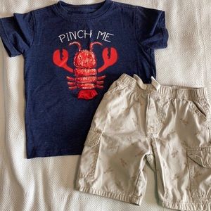 Adorable 4T Lobster print summer set